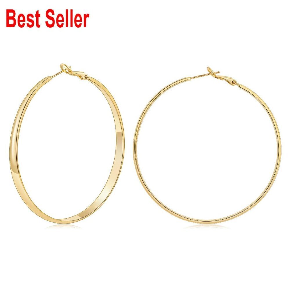 Large Gold Hoop Earrings Elegant Minimal Chic Everyday Wear Hypoallergenic